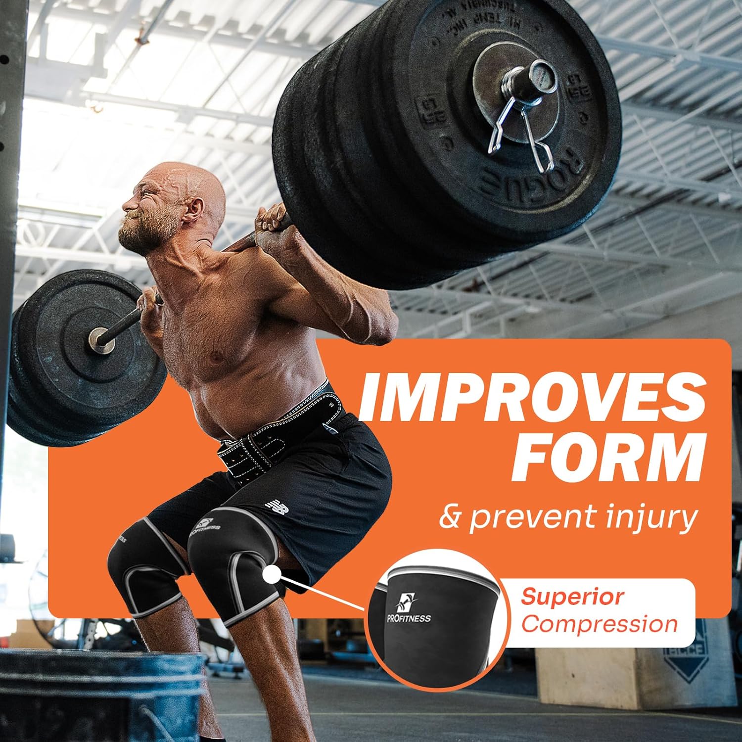 Black leather weightlifting belt with 'PROfitness' logo in front.